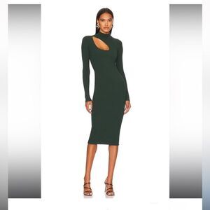 Remi x Revolve Lori dress midi cut out stretch knit Forrest green NWT Sz XS